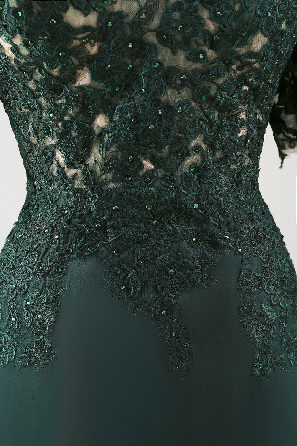 Dark Green Off the Shoulder Chiffon Sheath Long Mother of the Bride Dress with Lace