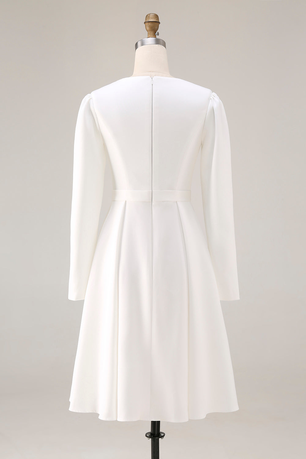long sleeve white bridal shower dress Wirunsy Women's Square Neck Sleeves Midi Wedding for Bride Satin Tea Length Dress Pearls Engagement Dresses with Back Silt Ivory 0 at Amazon Women's Clothing store length chiffon little white dress Simple Wedding Dresses Little White