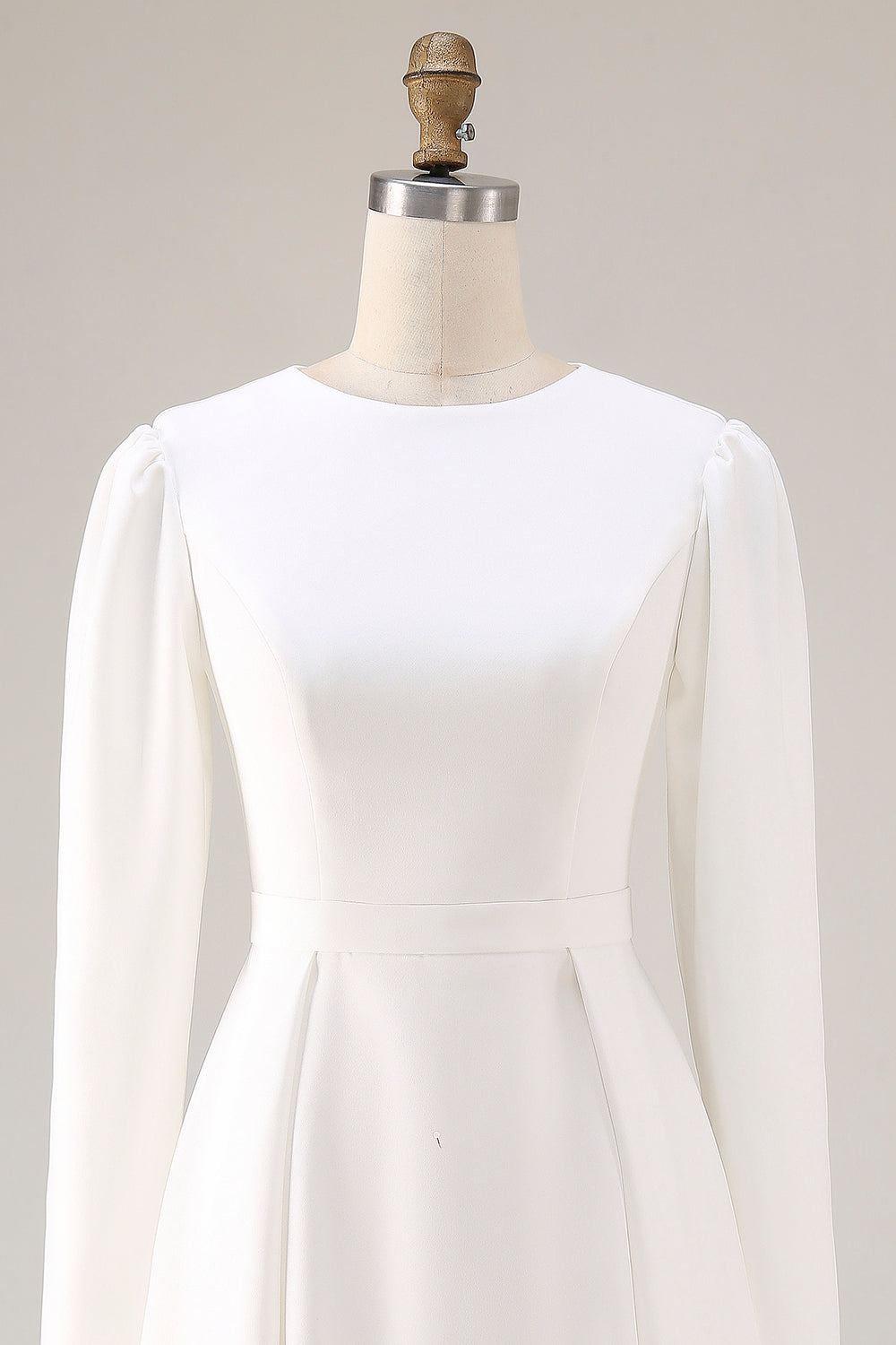 Zapakasa Women Ivory Short Wedding Dress Satin A Line Long Sleeves Round Neck Bridal Shower Dress Zapakasa Women Ivory Short Wedding Dress Satin A Line Long Sleeves Round Neck Bridal Shower Dress
