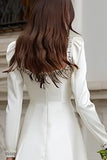 Sparkly Ivory A Line Satin Short Wedding Dress with Sleeves