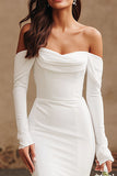 Ivory Mermaid Sweep Train Wedding Dress with Slit
