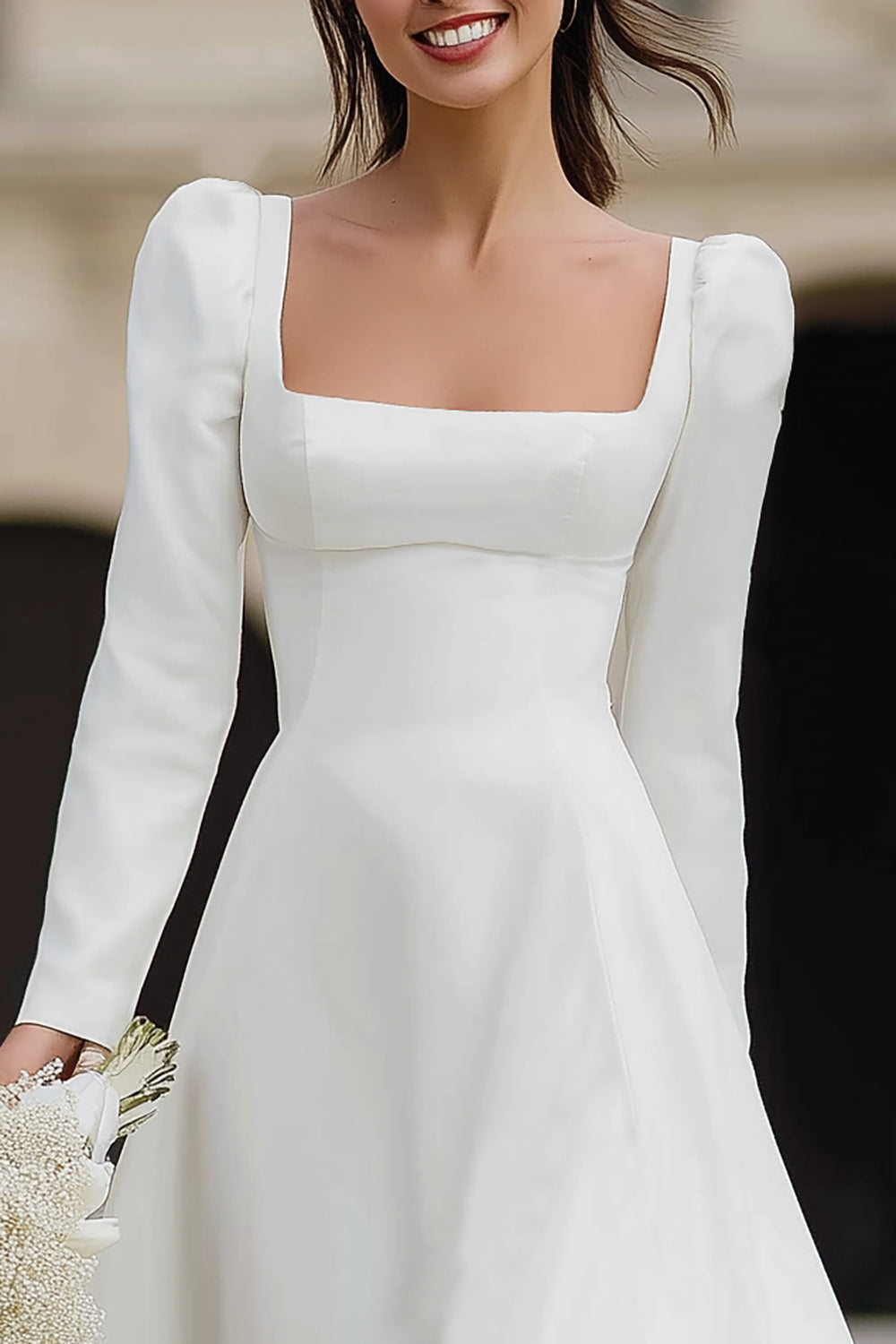 Zapakasa Women Ivory Satin Maxi Engagement Dress with Sleeves A Line Ruffled Square Neck Rehearsal Dinner Dress Zapakasa Women Ivory Satin Maxi Engagement Dress with Sleeves A Line Ruffled Square Neck Rehearsal Dinner Dress