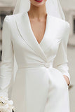 Ivory Shawl Lapel Short Bridal Shower Dress with Sleeves