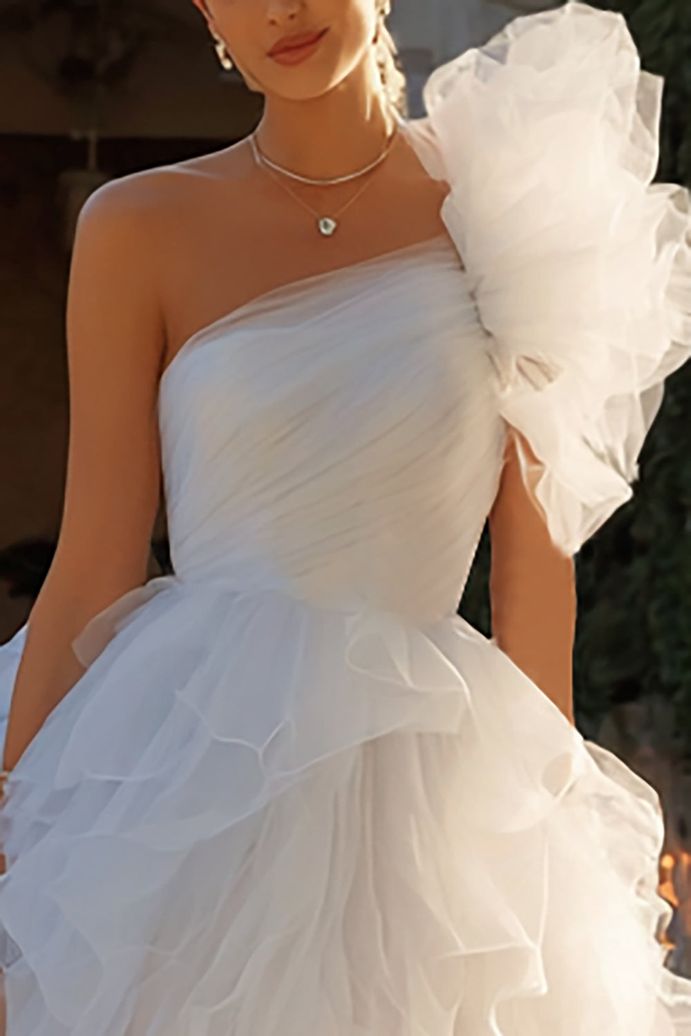 Zapakasa Women Ivory One Shoulder Tulle Ruffled Bachelorette Dress A-Line Tiered Short Wedding Dress Zapakasa Women Ivory One Shoulder Tulle Ruffled Bachelorette Dress A-Line Tiered Short Wedding Dress