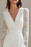 Ivory V-Neck Bodycon Short Bridal Shower Dress with Lace