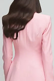 Pink Peak Lapel Satin Double Breasted Short Blazer Dress