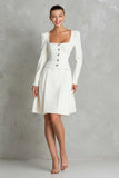 Ivory 2 Piece Square Neck A Line Short Business Suits