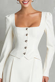 Ivory 2 Piece Square Neck A Line Short Business Suits