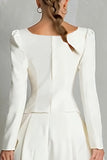 Ivory 2 Piece Square Neck A Line Short Business Suits