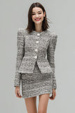 Grey 2 Piece Tweed Single Breasted Homecoming Outfits