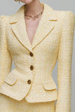 Light Yellow Notched Lapel 2 Piece Tweed Homecoming Outfits