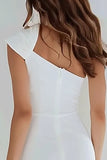 Ivory Satin One Shoulder Short Tight Graduation Dress