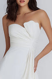 Ivory Strapless Satin Ruched Short A-Line Graduation Dress