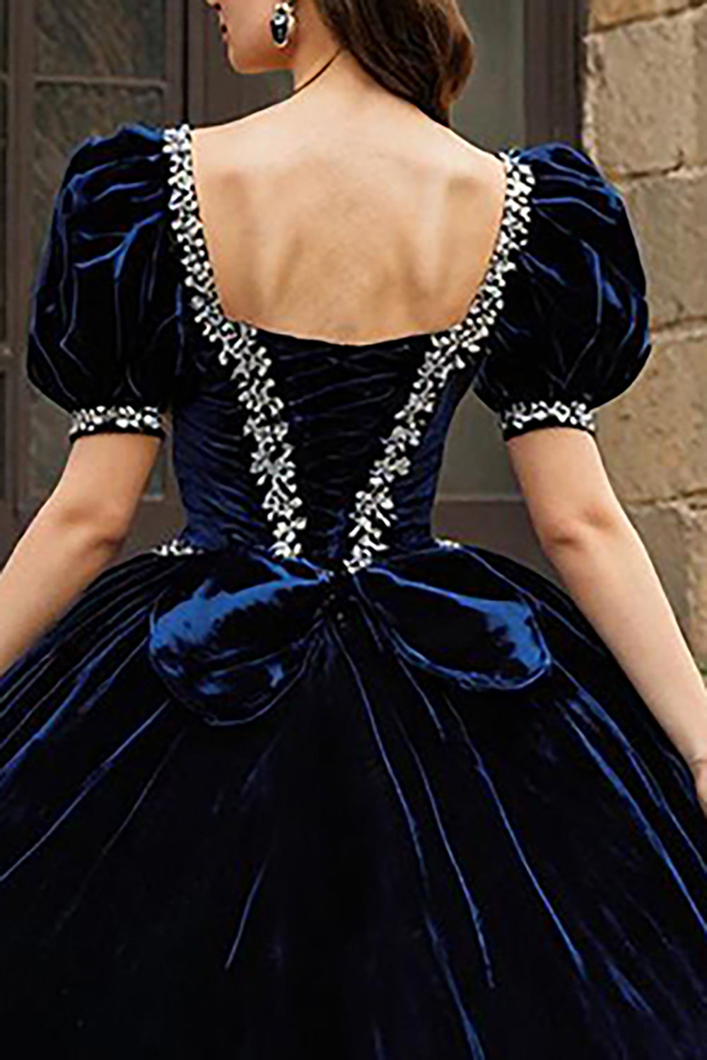 Zapakasa Women Navy Puff Sleeves Velvet Princess Quinceanera Dress with Appliques Sweetheart Sweet 16 Dress with Bow Zapakasa Women Navy Puff Sleeves Velvet Princess Quinceanera Dress with Appliques Sweetheart Sweet 16 Dress with Bow