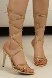 Golden Strappy Gladiator Stiletto High Heel Sandals