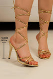 Golden Strappy Gladiator Stiletto High Heel Sandals