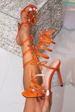 Sparkly Wrap Up Strappy Gladiator Stiletto High Heeled Sandals with Butterflies