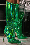 Sparkly Hot Pink Knee High Stiletto High Heel Boots