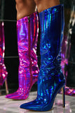Sparkly Hot Pink Knee High Stiletto High Heel Boots