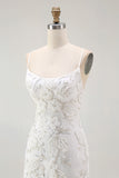 Sparkly White Tight Floral Short Homecoming Dress with Beading