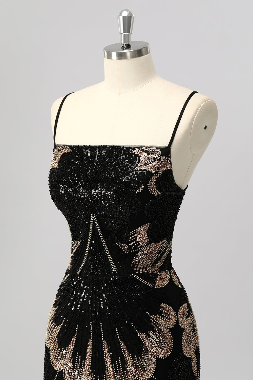 Zapakasa Women Sparkly Black Beaded Tight Short Homecoming Dress Backless Spaghetti Straps Lace Up Back Cocktail Dress with Sequins Zapakasa Women Sparkly Black Beaded Tight Short Homecoming Dress Backless Spaghetti Straps Lace Up Back Cocktail Dress with Sequins