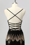 Sparkly Black Beaded Tight Backless Short Homecoming Dress