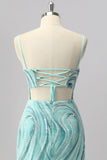 Sparkly Green Beaded Tight Short Homecoming Dress with Slit