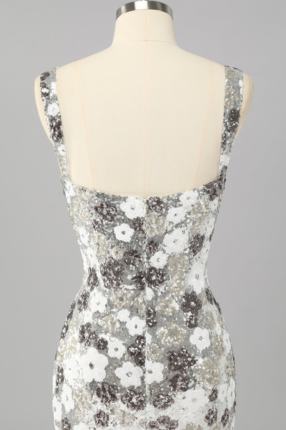 Sparkly Silver Sequins Tight Short Homecoming Dress with Slit