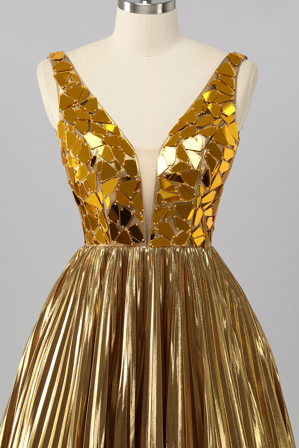 Sparkly Golden A Line Mirror Short Homecoming Dress