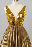 Sparkly Golden A Line Mirror Short Homecoming Dress