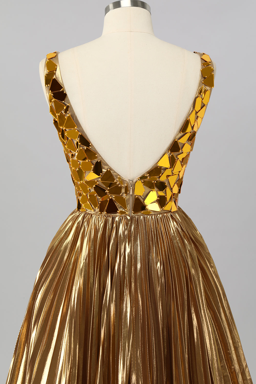 Sparkly Golden A Line Mirror Short Homecoming Dress