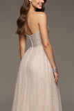 Sparkly Ivory Sweetheart Sequin A-Line Long Formal Dress