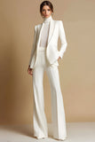 Sparkly White Shawl Lapel 2 Piece Prom Suits with Pockets