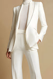 Sparkly White Shawl Lapel 2 Piece Prom Suits with Pockets