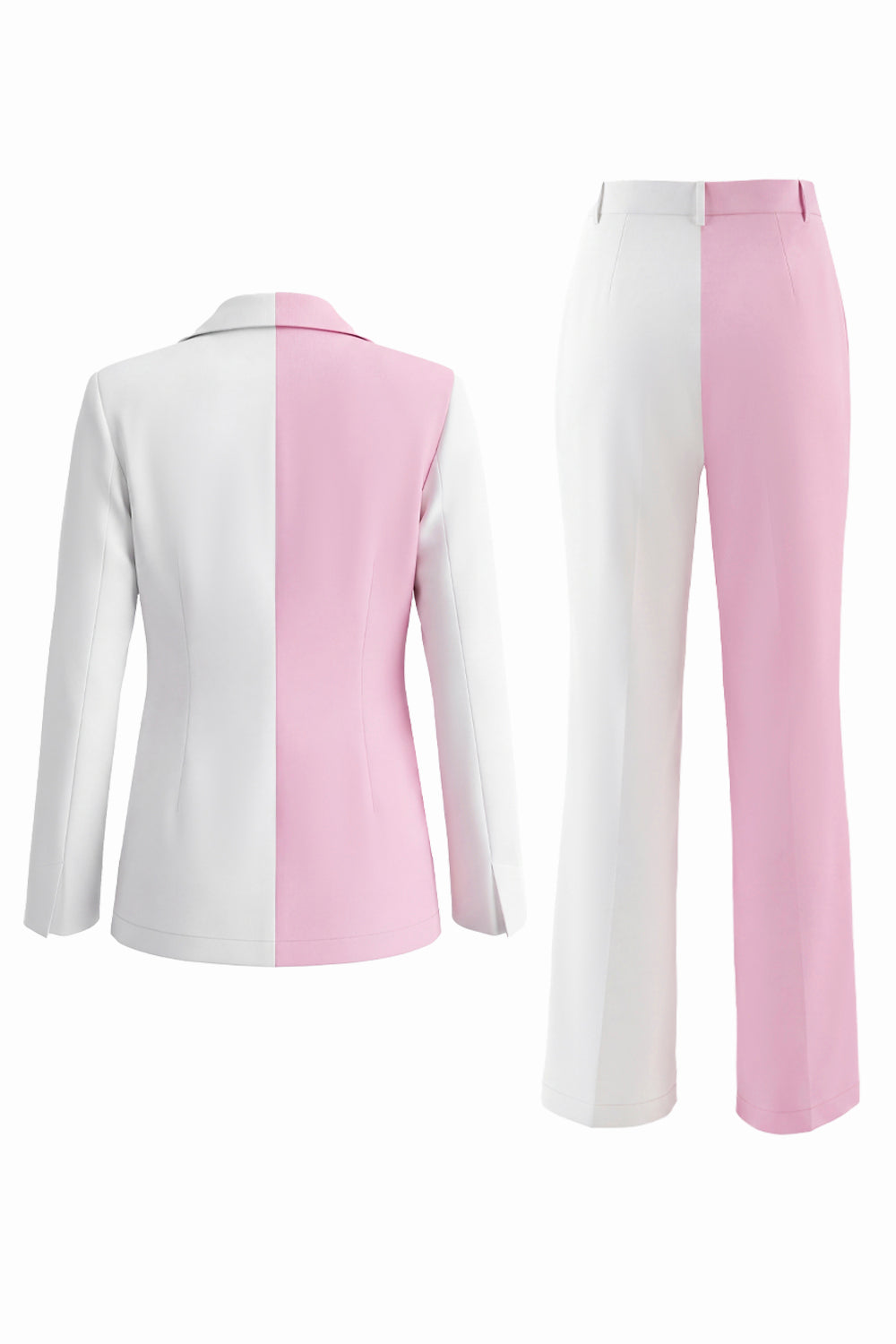 Coral Ivory Peak Lapel 2 Piece Patchwork Prom Suits with Pockets