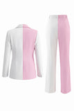 Coral Ivory Peak Lapel 2 Piece Patchwork Prom Suits with Pockets