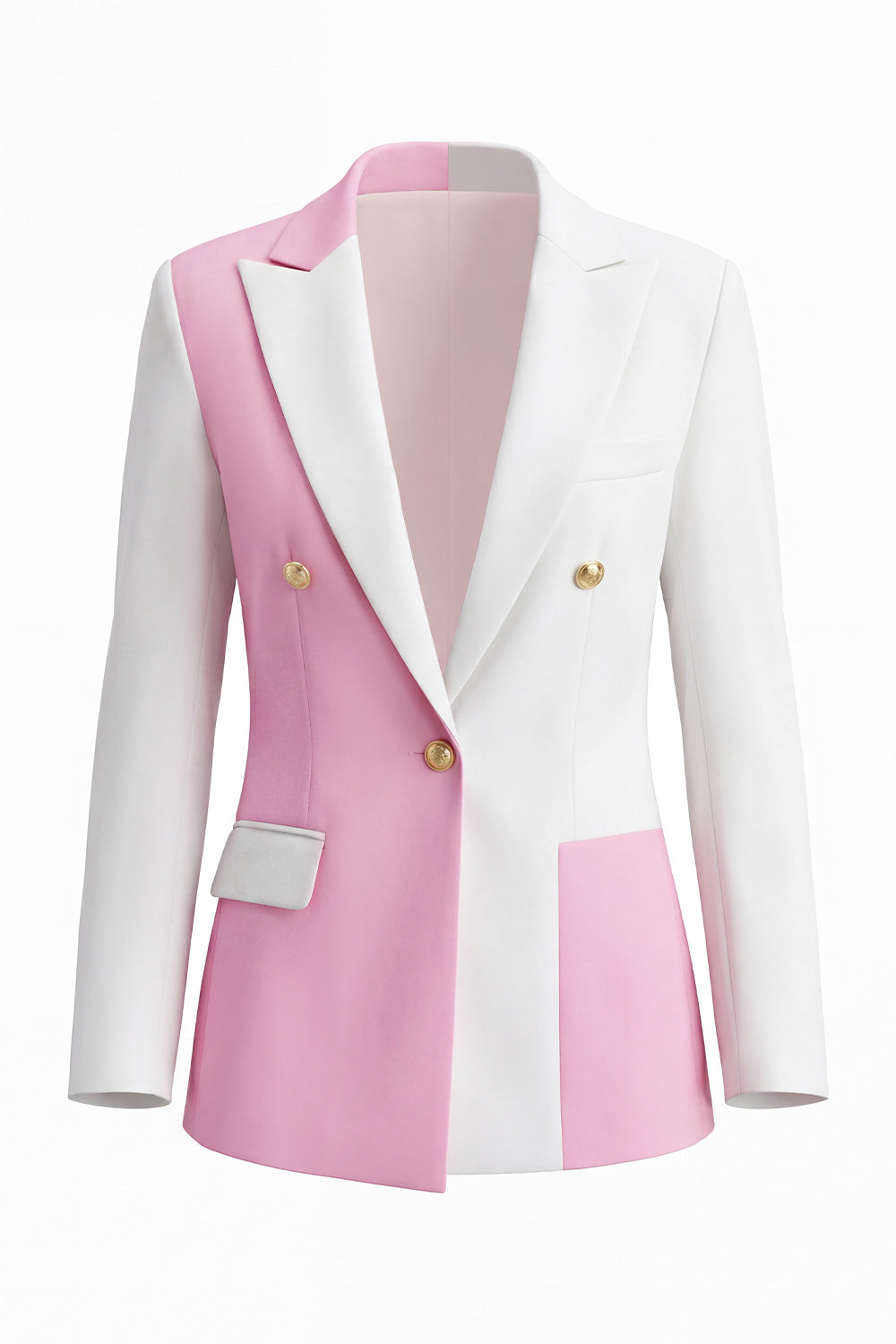 Coral Ivory Peak Lapel 2 Piece Patchwork Prom Suits with Pockets