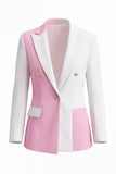 Coral Ivory Peak Lapel 2 Piece Patchwork Prom Suits with Pockets