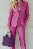 2 Piece Fuchsia Notched Lapel Prom Suits with Pockets