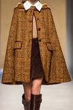 Brown Tweed Single Breasted Women Blazer