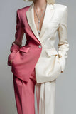 2 Piece Coral Ivory Peak Lapel One Button Long Sleeves Prom Suits