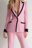Pink 2 Piece Peak Lapel Fitted Prom Suits