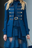 Dark Blue Long Sleeves Prom Blazer with Buttons