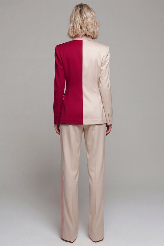 Light Khaki Patchwork 2 Piece Notched Lapel Business Suits with Pockets