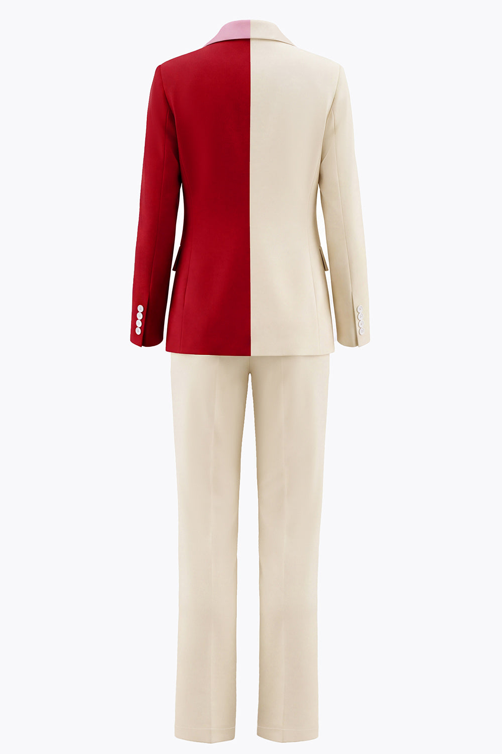 Light Khaki Patchwork 2 Piece Notched Lapel Business Suits with Pockets