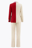 Light Khaki Patchwork 2 Piece Notched Lapel Business Suits with Pockets