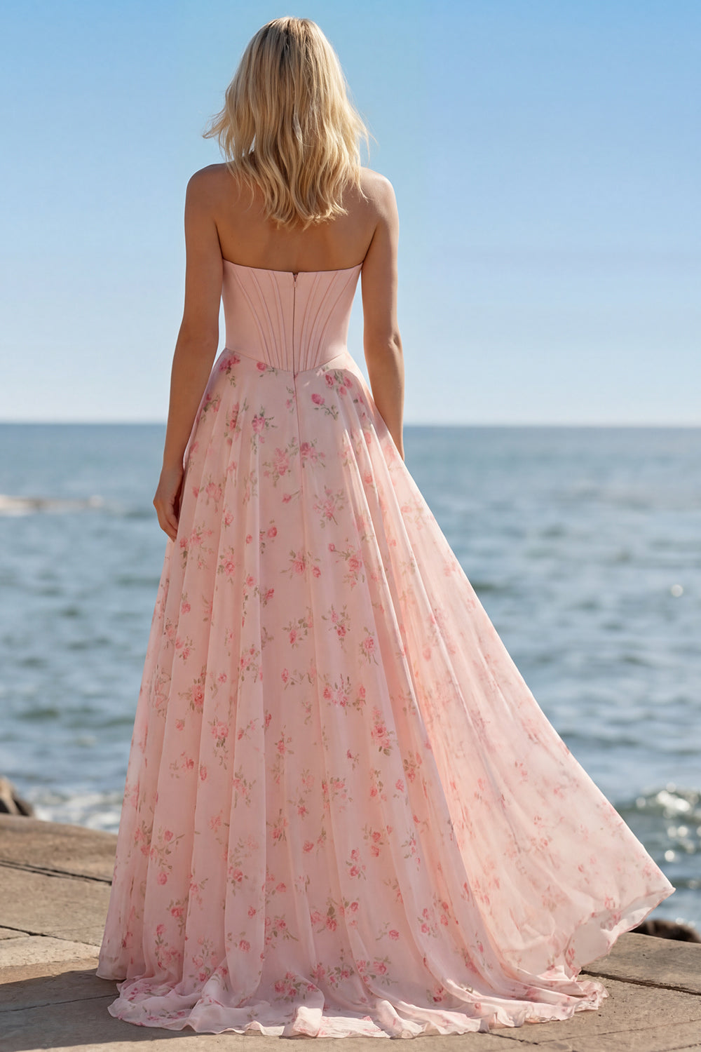 Zapaka Women Yellow Long Prom Dress with Slit A-Line One Shoulder Floral Print Formal Dress, Yellow / US20W