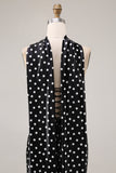 Black and White Satin Mermaid Polka Dots Neck Scarf Long Prom Dress