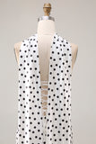 Black and White Neck Scarf Polka Dots Long Mermaid Prom Dress