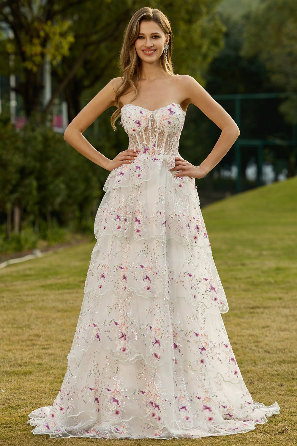 Zapakasa Women Sparkly Floral Black Pink Lace Long Prom Dress with Sequins A Line Ruffled Tiered Strapless Lace Up Back Pageant Dress Zapakasa Women Sparkly Floral Black Pink Lace Long Prom Dress with Sequins A Line Ruffled Tiered Strapless Lace Up Back Pageant Dress